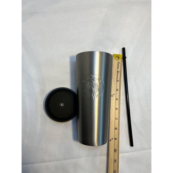 Starbucks  24 0z Matte Gunmetal Sliver and Black Tumbler 2022 Cold Drinks - Picture 10 of 10